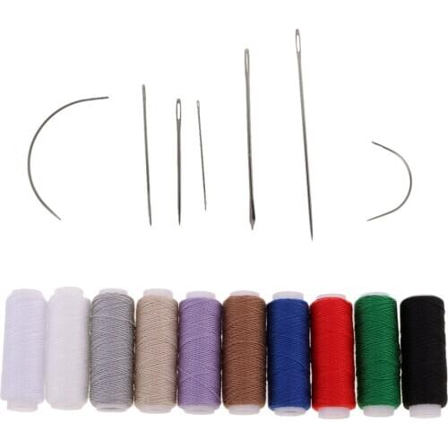 17 Pieces Jeans Sewing Thread & Hand Sewing Needles Leather Curved Needles