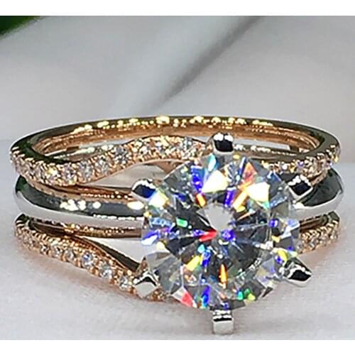 18K Au750 White Gold Women Wedding Party Engagement Ring 1 2 3 4 5 Carat Round Moissanite Diamond Ring Bridal Sets Crown Trendy