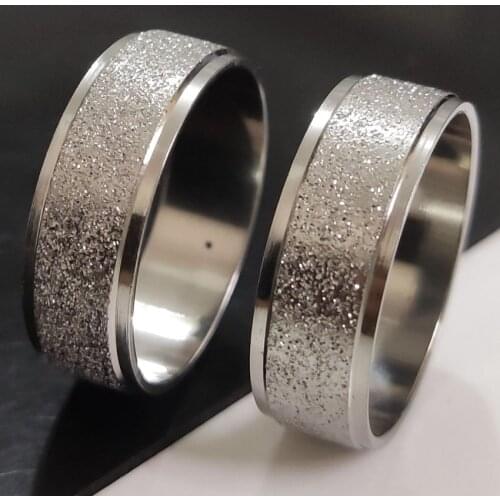 50pcs Fashion 2021 Sand Blast Finish Silver 6mm Stainless Steel Scrub Ring Wedding Band Male Jewelry Women Gift Sizes Mixed lots