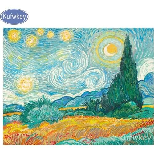 Kufwkey diy Diamond Painting Cross Stitch starry sky tree abstract 5D Full Mosaic Diamond Embroidery Home Decoration