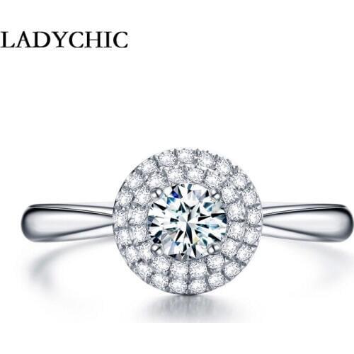 LADYCHIC Romantic Wedding Rings Jewelry Exquisite Zirconia Crystal Ring for Women Silver Color Engagement Rings LR1134