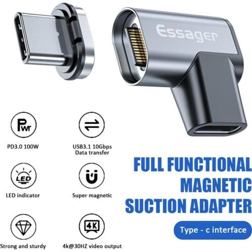 100W USB Type C Magnetic Adapter Type-C Male To USB C Female Magnet Connector For Mackbook Xiaomi Redmi 8 Pro USB-C Converters