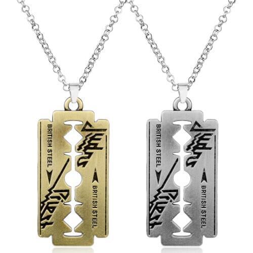 Music Band Judas Priest Necklace razor blade shape Pendant Fashion link chain Necklaces Friendship Gift Jewelry Accessories