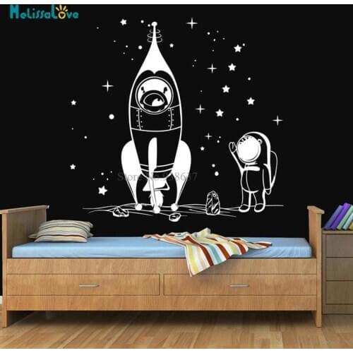 Outer Space Decal Star Rocket Ship Astronaut Planet Design Baby Nursery Living Room Decor Removable Vinyl Wall Sticker BB998