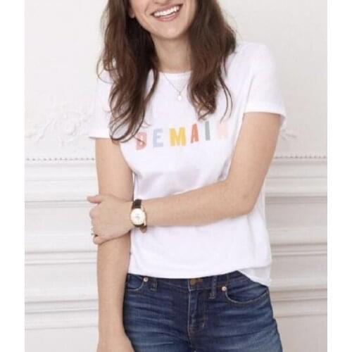 Newest Cotton Letter Printing Tees Top - 2019ss Female Short Sleeve Sweet Letter Print T Shirt Top