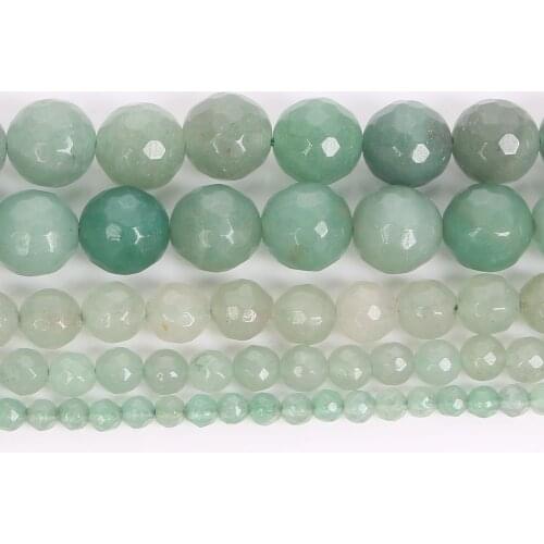 Faceted Natural Stone Beads Green Aventurine Round Losse Beads For Jewelry Making DIY Bracelets Earring Accessories 6/8/10/12MM