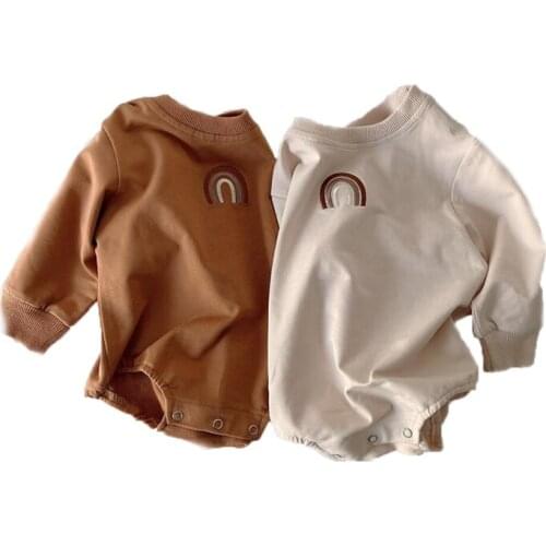 Autumn Newborn Baby Boys Girls Clothes Embroidery Rainbow Bodysuit Cotton Long Sleeve Baby Jumpsuit Cute Lovely Baby Clothing