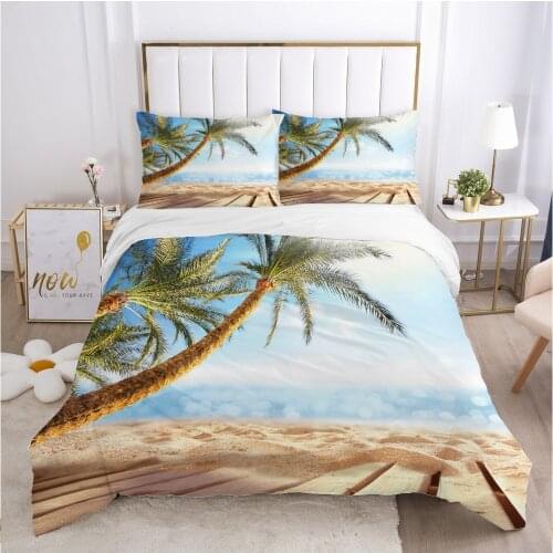 Landscape Duvet cover set 240x220 200x200 Bedding set Twin Queen King Double Bed linens Quilt cover Bedclothes sandy beach