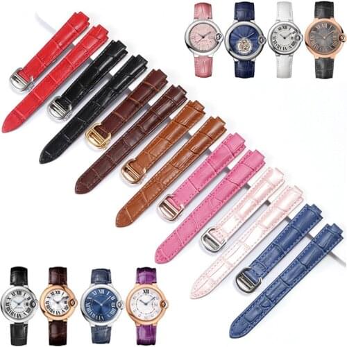 Watch Band For Cartier TANk SOLO RONDE DE Genuine Leather Convex Edge Insurance Clasp Strap Watch Accessorie Watch Bracelet Belt