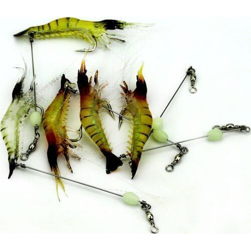 100pcs 6.6g 7.5cm noctilucent shrimp fishing lures pike bass fishing baits soft plastic wobble isca de pesca fishing tackles