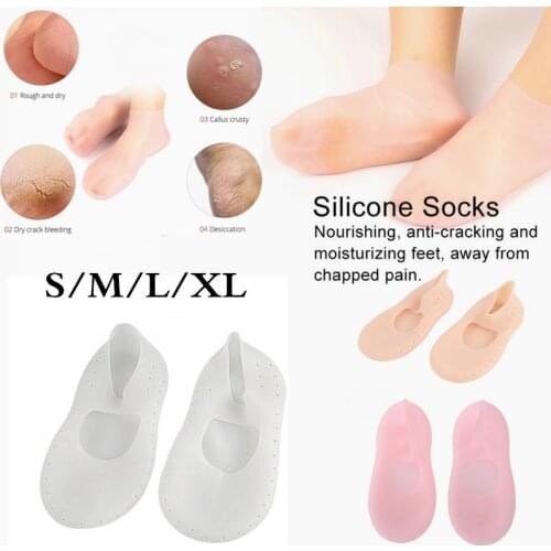 S-XL Anti Crack Moisturizing Beauty Dead Skin Removal Gel Heel Socks Cracked Foot Care Protectors Breathable Hole Silicone Socks