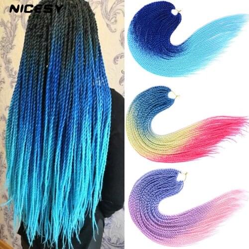 NICESY 24Inch Ombre Color Senegalese Twist Braids Hair Synthetic High Temperature Fiber Extensions Crochet Braiding For Woman