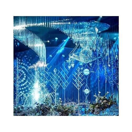 Wedding prop film diamond rhombus lead wedding stage layout flower arrangement flower stage stage decoration