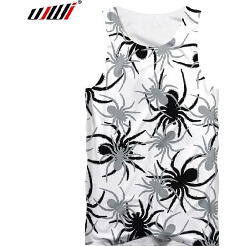 UJWI Tank Tops White Hot Sale 3d Full Print Black And Gray Spiders Vest Boy Hip Hop Sleeveless Casual Tanktop Bodybuilding Shirt