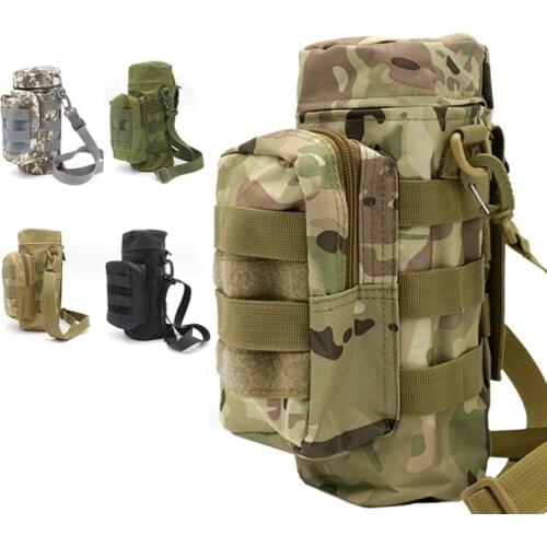 Outdoor Tactical Water Bottle Pouch Waist Bag MOLLE Accessory Army Tactical Pack Portable Camping Hiking Outdoor Kettle Bag Camo