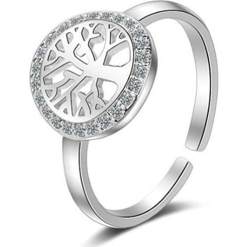 KOFSAC New Fashion 925 Sterling Silver Ring Micro Inlay CZ Hollow Small Tree Rings For Women Girl Wedding Party Jewelry Gifts