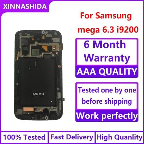 Super AMOLED LCD Display For Samsung Galaxy Mega 6.3 i9200 i9205 LCD Touch Screen Digitizer Assembly with Frame