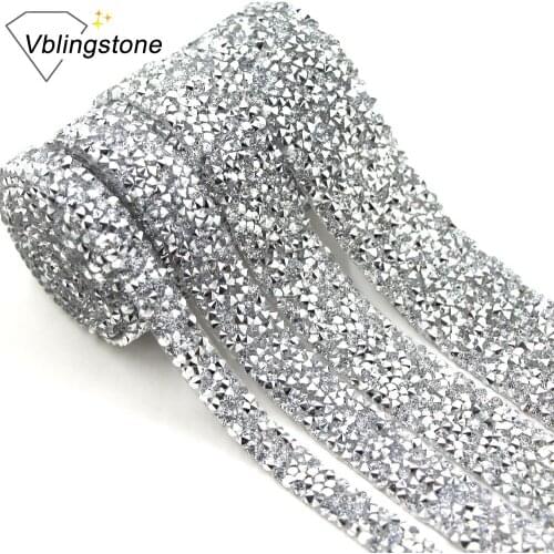 1Yard Clear Crystal Hotfix Rhinestone Trim Resin Flat Back Stones For Needlework Ribbon With Rhinestones Chain For Dress