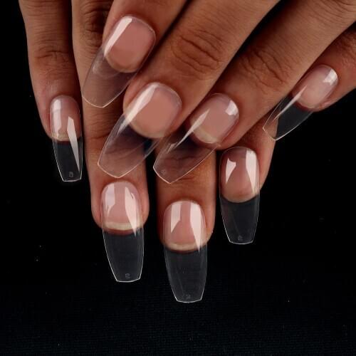 100/pcs Transparent/Natural/White Ballerina Nail Art Tips False Coffin Nails Art Tips Flat Shape Full Cover Manicure Fake Nail T