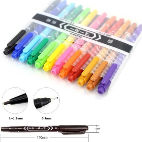 12pcs Colored Dual Head Oil Based Paint Markers Waterproof Quick Dry Pens for DIY Scrapbook Album CD Drawing Decor Stationery