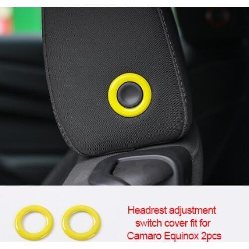 For Chevrolet Camaro Bumblebee 2017-2020 chrome yellow color Headrest adjustment switch cover 2pcs