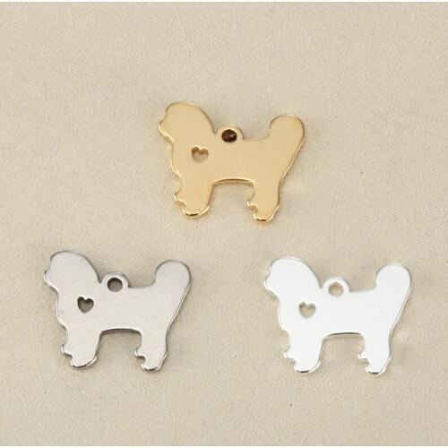20pcs Diy jewelry charm accessories Pet dog curly than bear dog stainless steel pendant 16 * 20 mm for necklace
