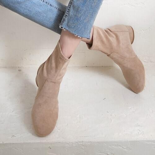 2020 Autumn and Winter Models Suede Ankle Boots Womens Shoes 4CM/6CM Round Toe Thick Bottom Ankle Boots Women Size 33-42