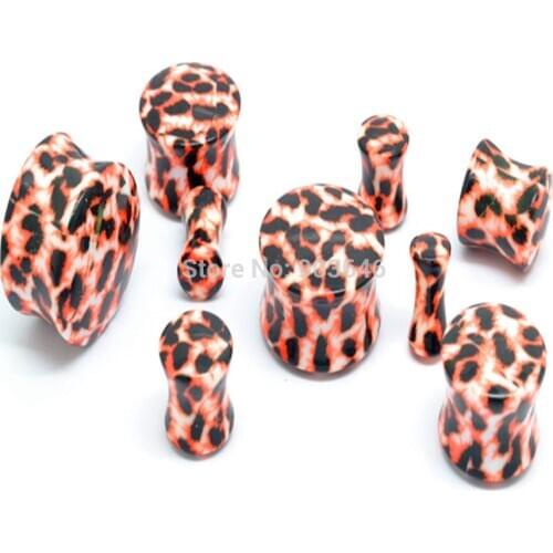 50pcs Free Shippment Lepoard Ear Plugs Ear Flesh Tunnels Sets Earlets 4-18mm Body Piercing Jewelry Ear expanders
