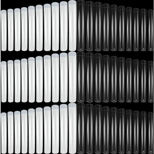 50pcs False Nail Clear Extra Long Sharp Curve Nail Art Tips Stiletto Acrylic Fake Nail Tools Kit Square Artificial Half Cover