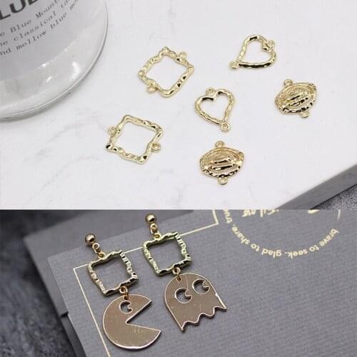 Color-preserving alloy accessories double hanging circle square heart-shaped circle circle oval link DIY earring material
