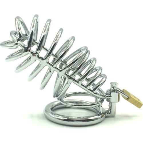 CBT Bdsm Bandage Stainless Steel Chastity Device Large Lock Sleeve Penis Ring Cock Cage Couple Gay Ladyboy Sex Toys for Men