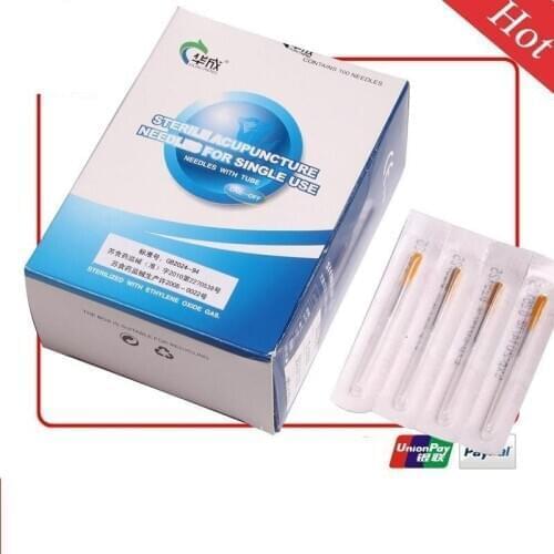Free shipping Sterile Acupuncture Needle with tube Single Use 100pcs/box for the best selling 10packs/lot