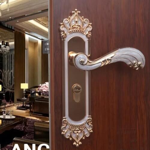 Interior indoor handle lock Bedroom mute wood door lock European mechanical bearing double tongue locks high-end zinc alloy lock