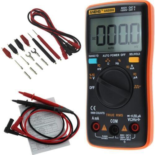 AN8008 AN8009 Auto Range Digital Multimeter 9999 counts AC/DC Ammeter Voltmeter Ohm Transistor Power multi meter Test