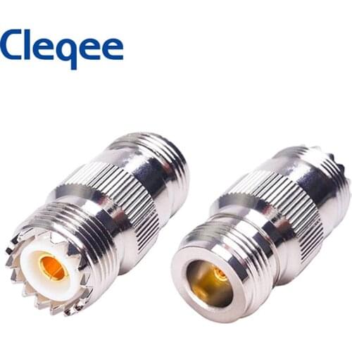 Cleqee 1PC N Type Female to UHF SO239 PL-259 Female Adapter RF Coaxial Connector
