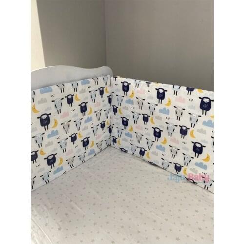 Jaju Baby Handmade, Cute Lamb Patterned Crib Side Protection Special Size, Baby Barrier Set