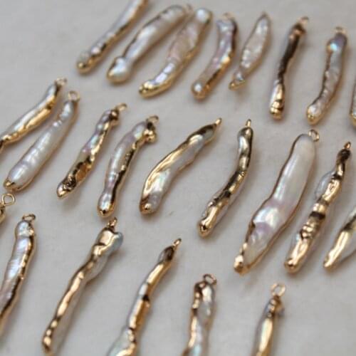 5pcs/lot Natural Freshwater Pearl Long Irregular Connector Charms For DIY Handmade Jewelry Making Accessories