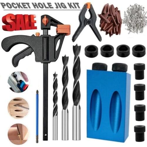 Pocket Hole Screw Jig 15 Degrees Dowel Drill Joinery Kit Carpenters Wood Woodwork Guides Joint Angle Locator Tool