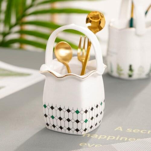 European Style Ceramic Chopstick bucket Flower Basket Portable Flower Basket Table Decoration Small Fresh Design Vase