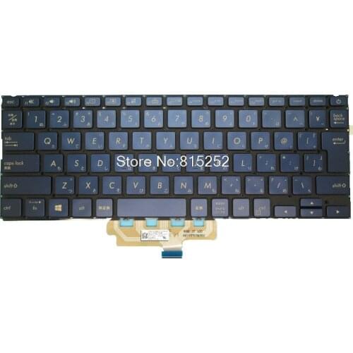 Laptop Keyboard For ASUS UX433 UX433FA UX433FN 9Z.NFKBU.60J 0KNB0-262QJP00 0KN1-5Z1JP23 Blue No frame With Backlit Japanese JP