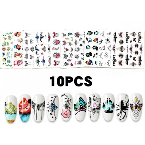 Summer Designs Nail Stickers Set Nail Art Water Transfer Decals Sliders Flower Cake Stickers for Nails Decoration