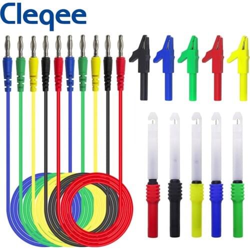 Cleqee 4mm Banana Plug Test Leads Kit with Safty Puncture Needle Piercing Probes Alligator Clips for Multimeter Testing P1043B
