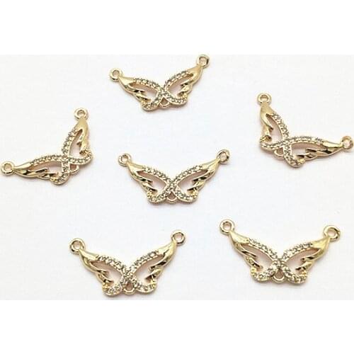 New arrival! 13x25mm 50pcs Cubic Zirconia Butterfly Connector for Earrings DIY parts,Jewelry Accessories Findings & Component