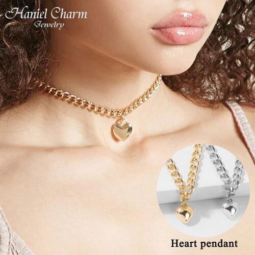 New Arrival 2021 Fashion Neck Chain Cute Heart Lock Necklace Two Style Choker Necklace Pendant Women Accessories Gifts