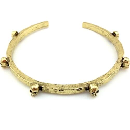 New fashion punk style bronze gold alloy cuff skull bracelet bangle