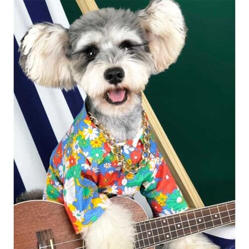 Sprint Dog Pet Clothes for Small Dogs Pets Clothing Sunflower Printing French Bulldog Hawaiian Shirt for Pug Cool Costume S-2XL