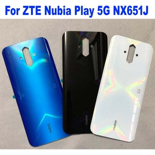 Original New Back Battery Cover Housing Door Rear Case For ZTE Nubia Play 5G NX651J Phone Lid with Adhesive Tape Replacement