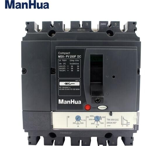 ManHua 4P Breaking Capacity Adjustable 250A MSX-PV250F DC Moulded Case Circuit Breaker
