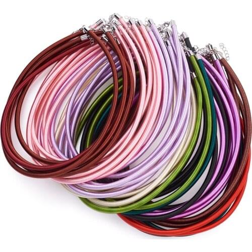 50pcs 17~18" Mixed Color Silk Cord Necklace Making with Brass Clasps for Jewelry Making DIY Neckalce 5mm wide