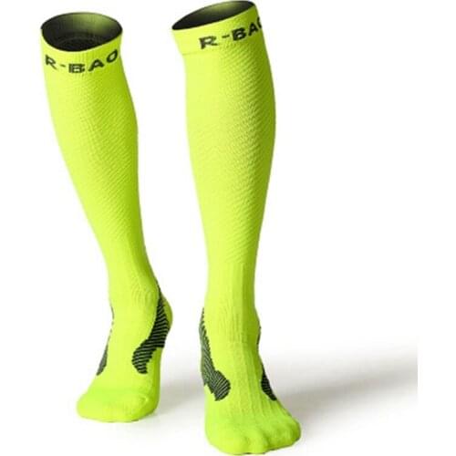 R-BAO 1 Pair Professional mens Cycling Long Socks Bike Anti-slip Running Compression Sport Socks Ankle Leg Shin Guard Protector